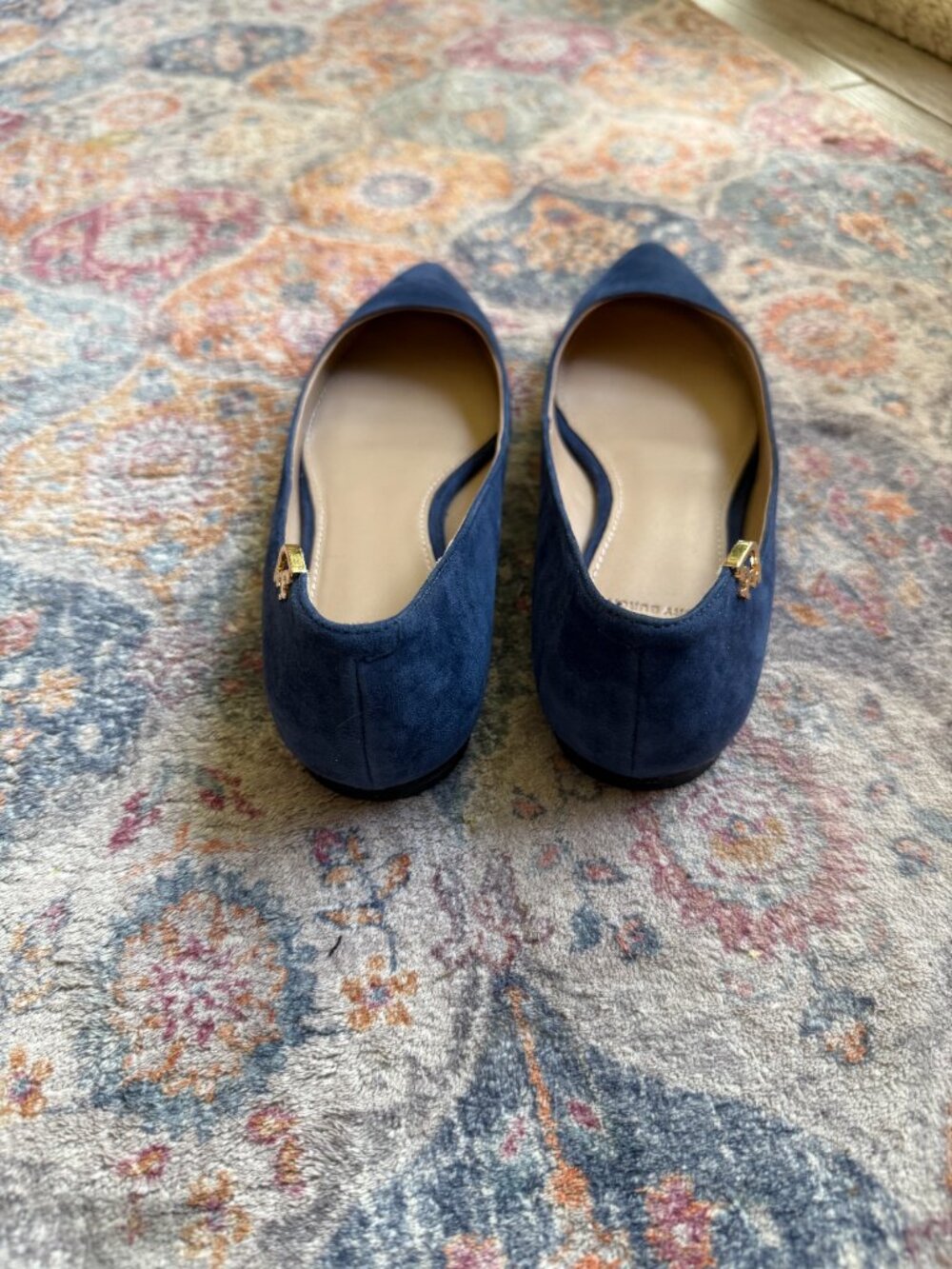 Tory Burch Navy Suede Pointed Toe Flat Size 6 M - Picture 5 of 7